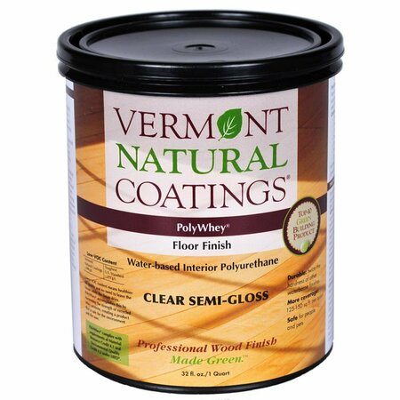 VERMONT NATURAL COATINGS 1 qt. PolyWhey Semi-Gloss Clear Water Based Floor Finish,  VE6610